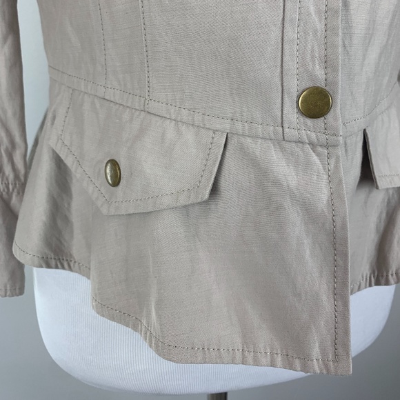 Women Jacket Beige Size 4 Anthracite By Muse Animal Print Lining - Picture 3 of 9